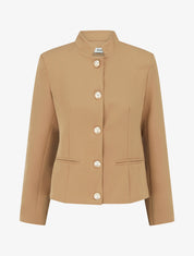 Blazer boutonné à épaulettes - Beige foncé - 1