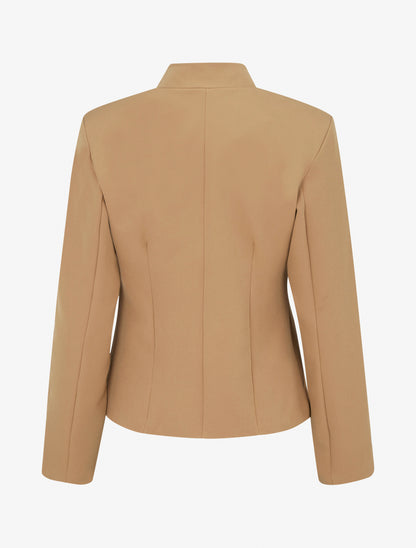 Blazer boutonné à épaulettes - Beige foncé - 2