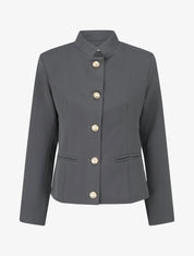 Blazer boutonné à épaulettes - Gris - 1