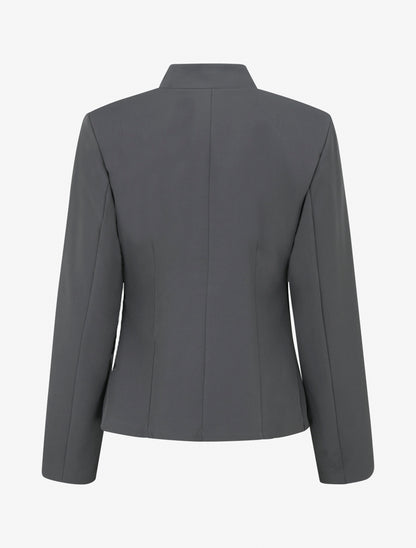 Blazer boutonné à épaulettes - Gris - 2