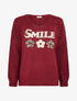 Pull uni en maille à flocage - Bordeaux - 1
