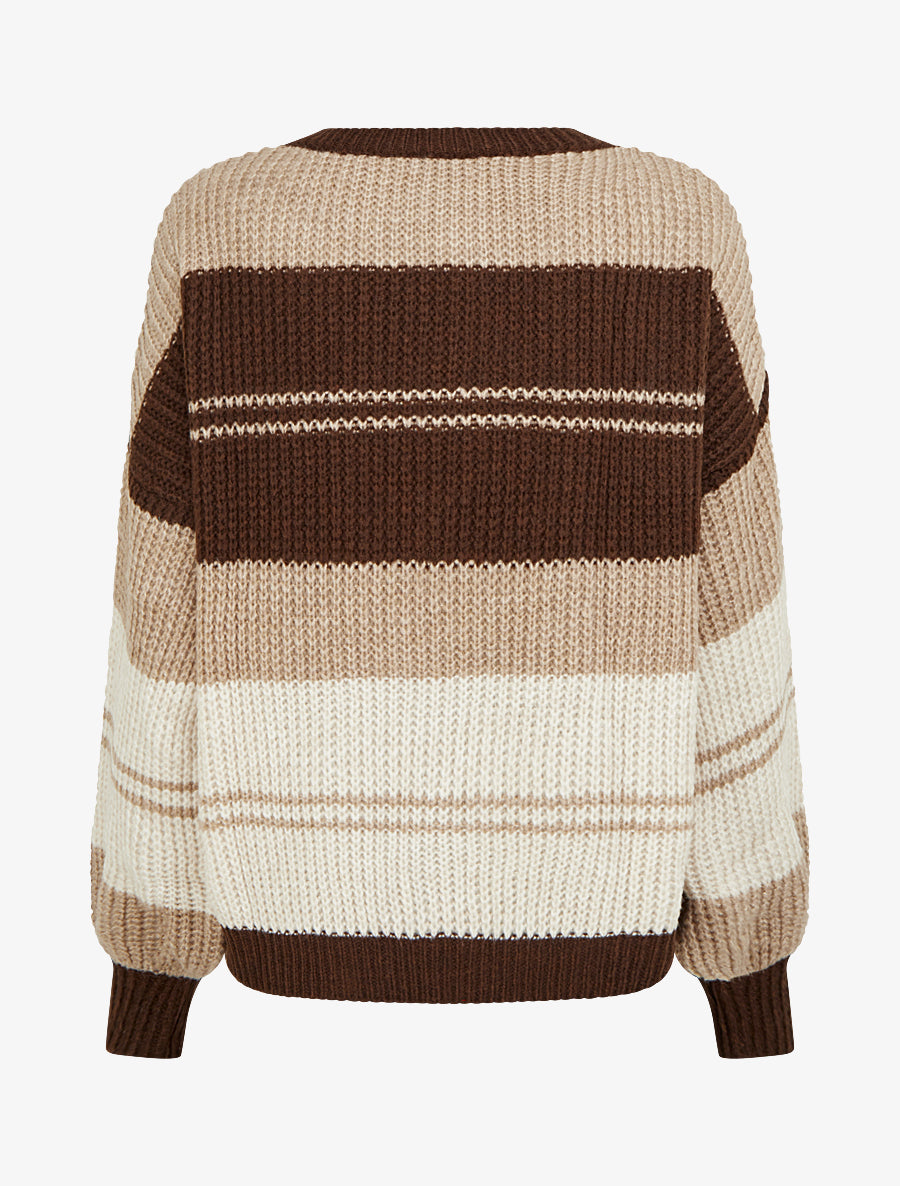 Pull en maille à bandes contrastantes - Marron/camel - 2