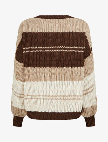 Pull en maille à bandes contrastantes - Marron/camel - 2