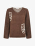 Pull à col rond à motif floral - Marron - 1