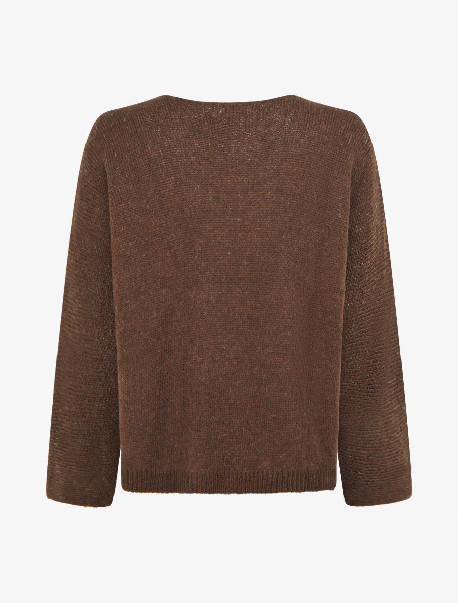 Pull à col rond à motif floral - Marron - 2