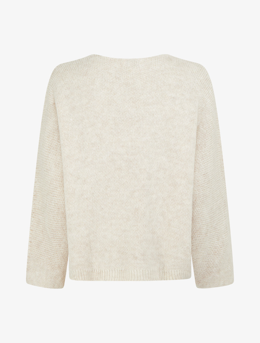 Pull à col rond à motif floral - Beige - 2
