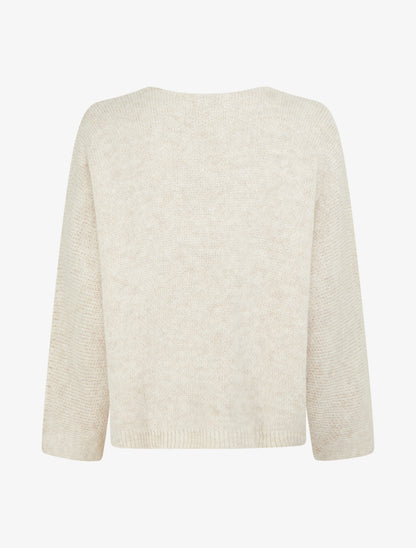 Pull à col rond à motif floral - Beige - 2