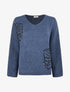 Pull à col rond à motif floral - Marine - 1