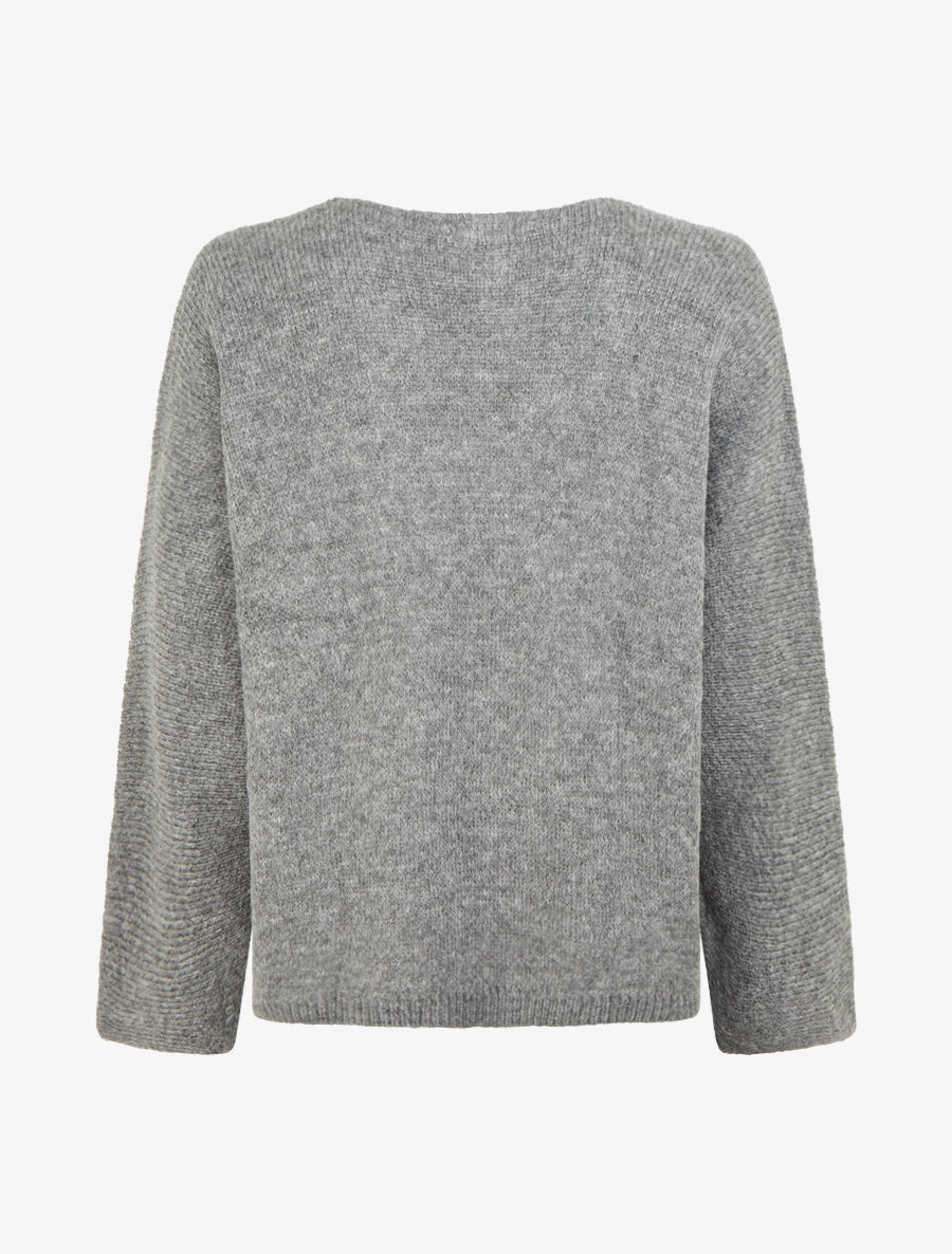 Pull à col rond à motif floral - Gris - 2