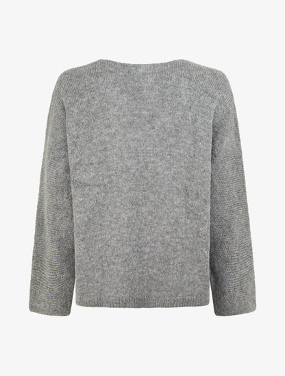 Pull à col rond à motif floral - Gris - 2