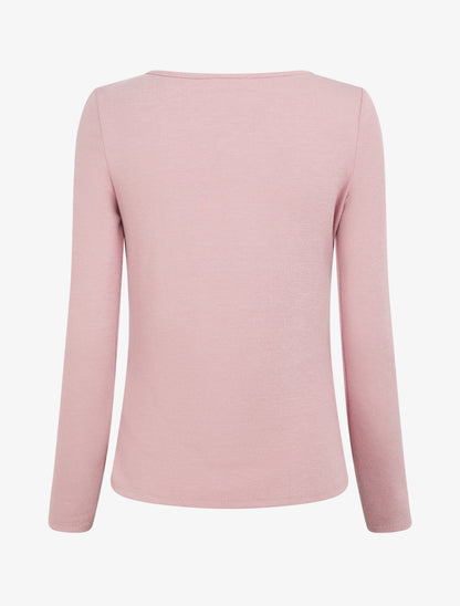 Pull uni à côté effet drapé - Rose - 2