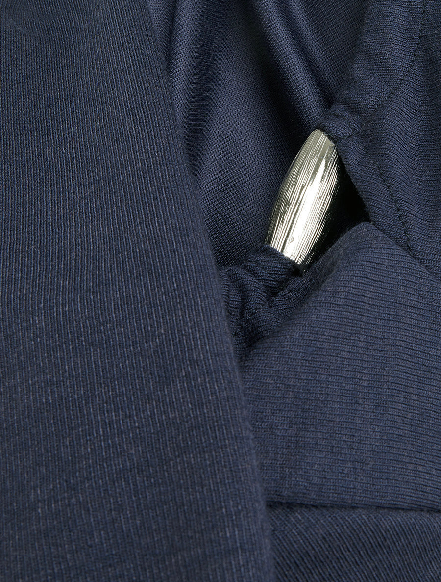 Pull fin uni à empiècement bijoux - Marine - 3