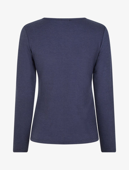 Pull en maille fine à lien de serrage - Marine - 2