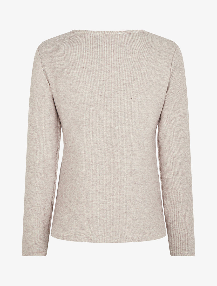 Pull en maille fine à lien de serrage - Taupe - 2