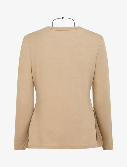 Pull fin zippé sur les côtés - Beige - 2