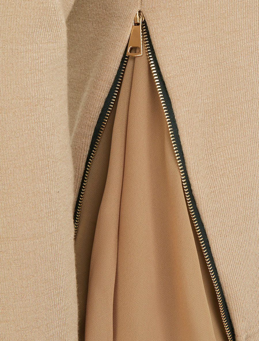 Pull fin zippé sur les côtés - Beige - 3