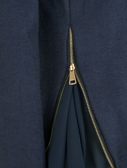 Pull fin zippé sur les côtés - Marine - 3