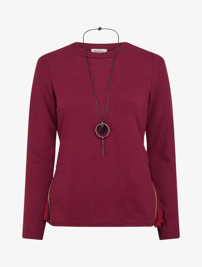Pull fin zippé sur les côtés - Lie de vin - 1