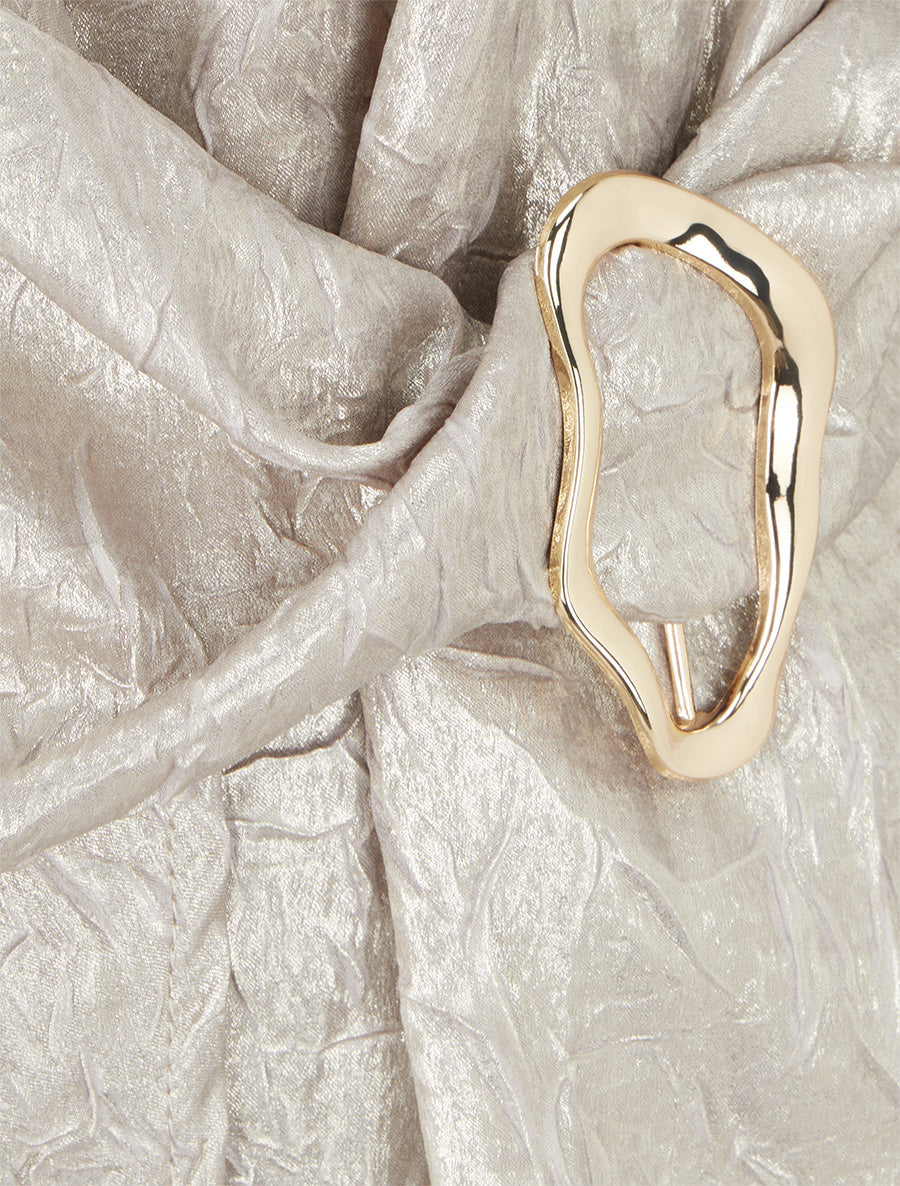 Blouse irisée élastiquée à col cache-coeur - Argent - 3