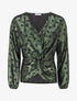 Blouse irisée élastiquée à motifs coeurs - Kaki - 1
