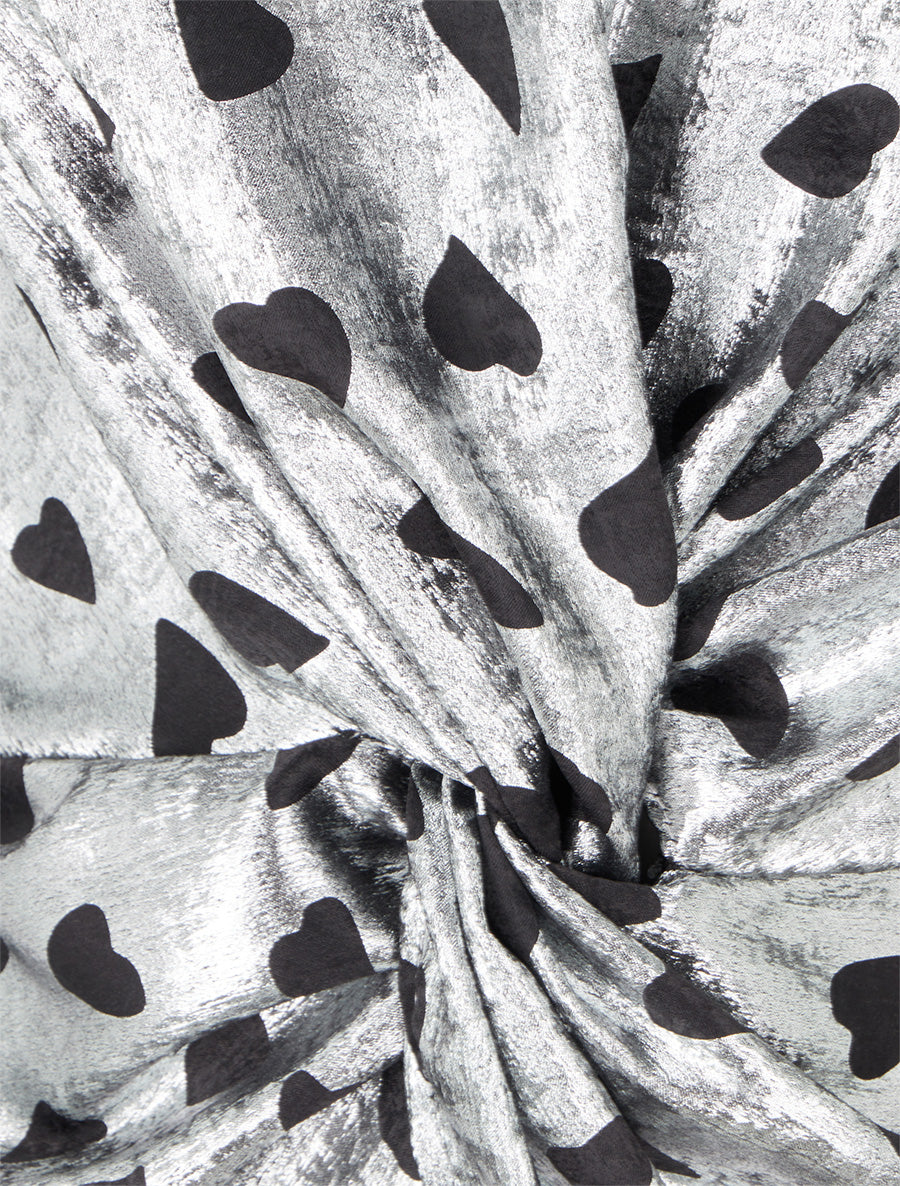 Blouse irisée élastiquée à motifs coeurs - Argent - 3