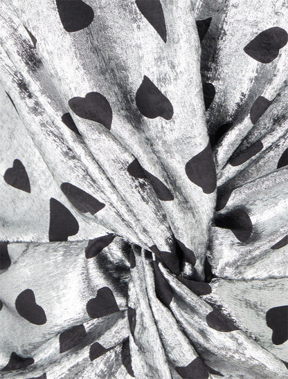 Blouse irisée élastiquée à motifs coeurs - Argent - 3