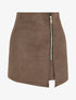Jupe short zippée en suédine - Marron - 1