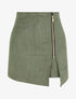 Jupe short zippée en suédine - Kaki - 1