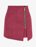 Jupe short zippée en suédine - Lie de vin - 1
