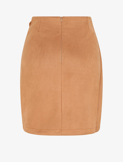 Jupe style portefeuille à oeillet - Camel - 2