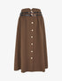 Jupe midi à double ceinture - Marron - 1