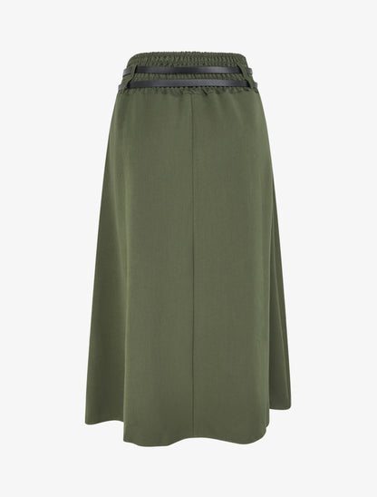 Jupe midi à double ceinture - Kaki - 2