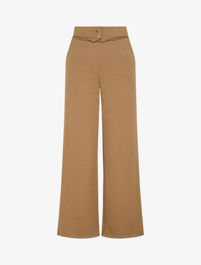 Pantalon taille à pan boutonné - Camel - 1