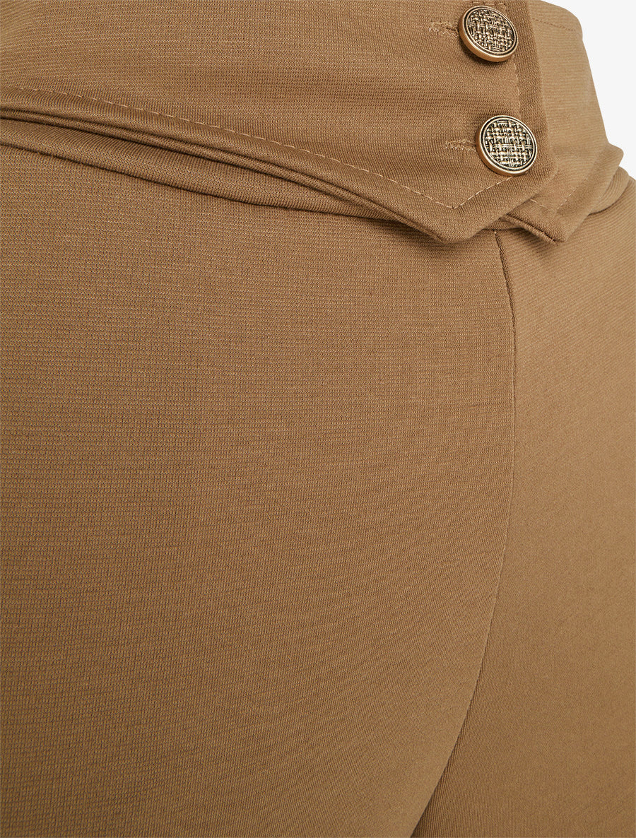 Pantalon taille à pan boutonné - Camel - 3