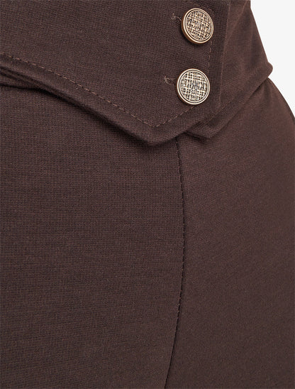 Pantalon taille à pan boutonné - Marron foncé - 3