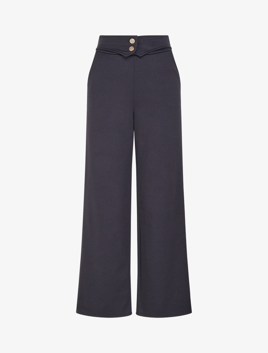 Pantalon taille à pan boutonné - Bleu nuit - 1