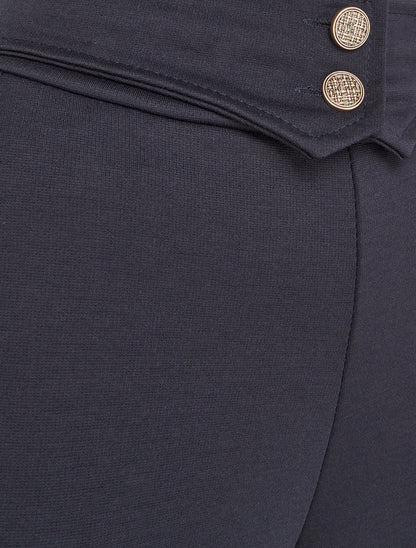 Pantalon taille à pan boutonné - Bleu nuit - 3