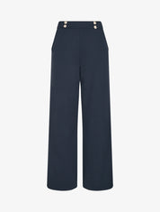 Pantalon fluide taille ornée de boutons - Bleu nuit - 1