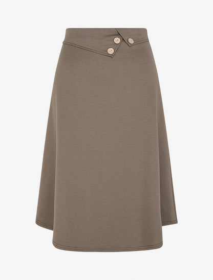 Jupe trapèze à rabats boutonnés - Taupe - 1