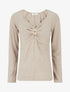 Pull fin uni à empiècement bijou - Taupe - 1