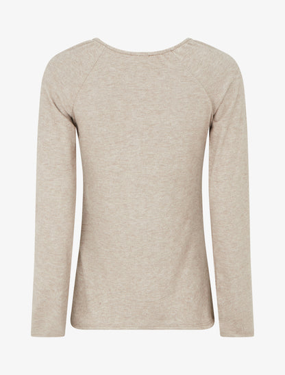 Pull fin uni à empiècement bijou - Taupe - 2
