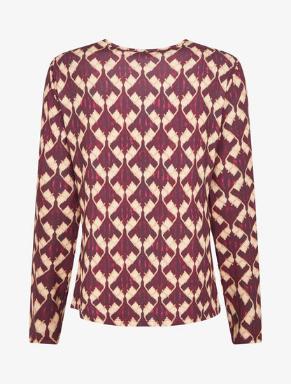 Blouse imprimé fantaisie à col zippée - Prune - 2