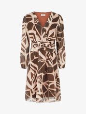 Robe imprimé rétro à rayures irisées - Marron - 1