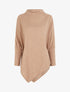 Poncho fin uni à manches longues - Taupe - 1