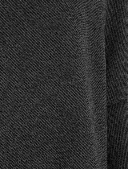 Poncho fin uni à manches longues - Noir - 3