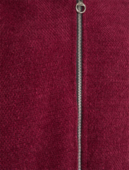 Gilet en maille zippé à capuche - Lie de vin - 3