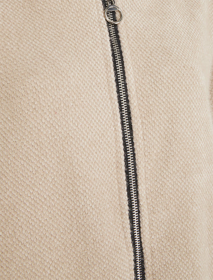 Gilet en maille zippé à capuche - Beige - 3