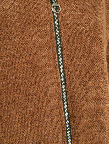 Gilet en maille zippé à capuche - Camel - 3