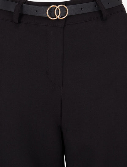 Pantalon de tailleur droit à plis - Noir - 3