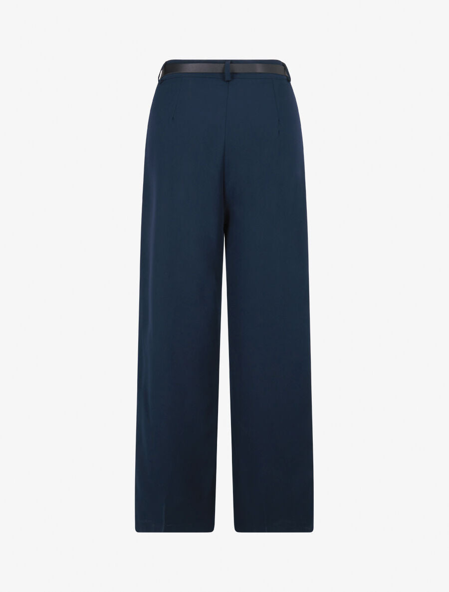 Pantalon de tailleur droit à plis - Marine - 2